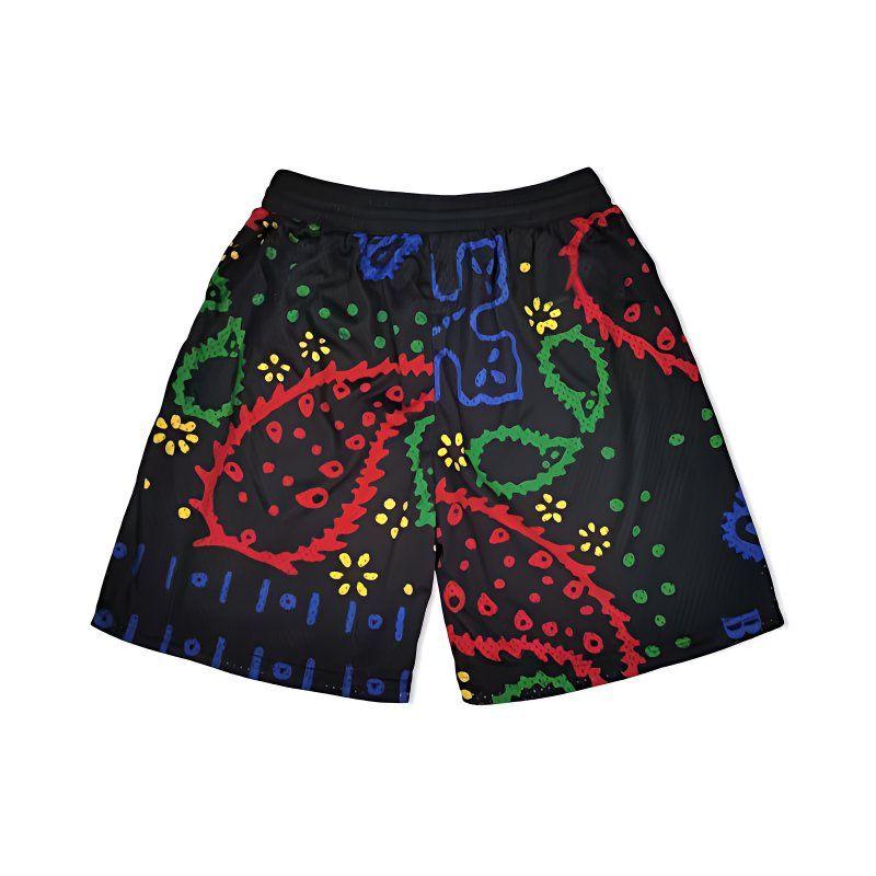 Black Knitted & Printed Shorts
