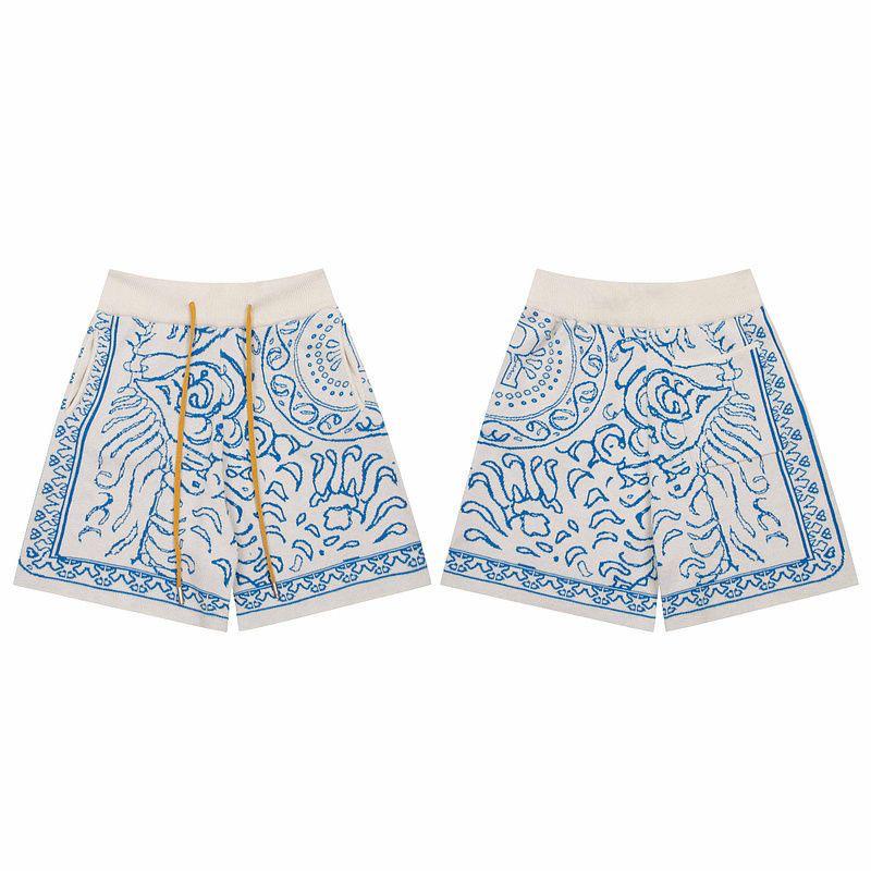 Off white -Blue Knitted & Printed Shorts