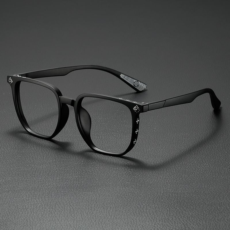 Black-Silver Square-Frame Eyeglasses
