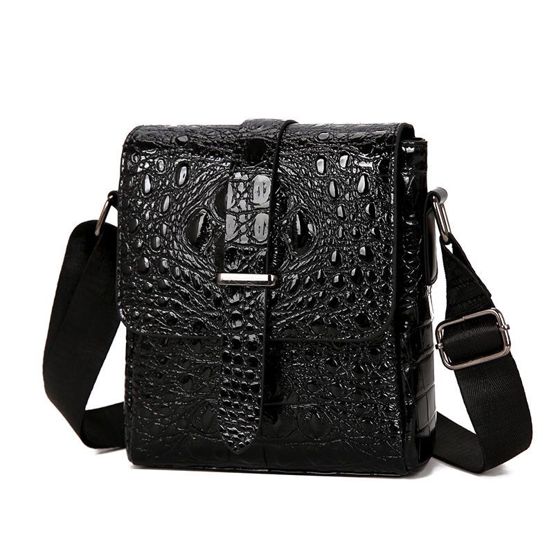 Men’s Retro Crocodile-Texture Sling Bag