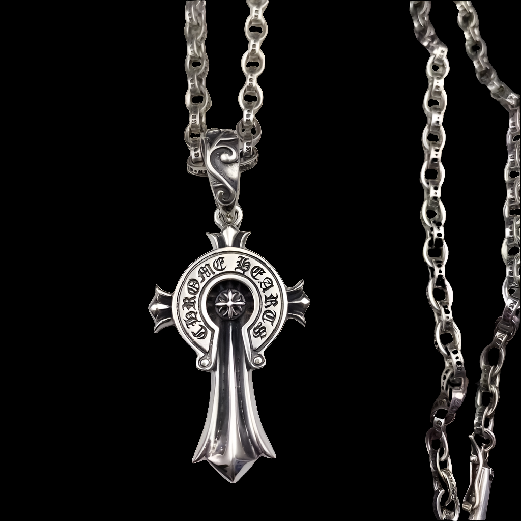 Stainless Steel Biker Punk Cross Pendant Necklace