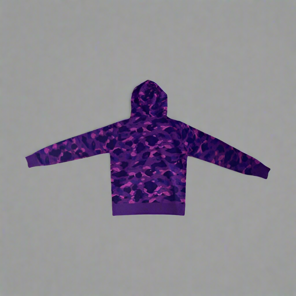 Purple Camo Shark Double-Hooded Zip-Up