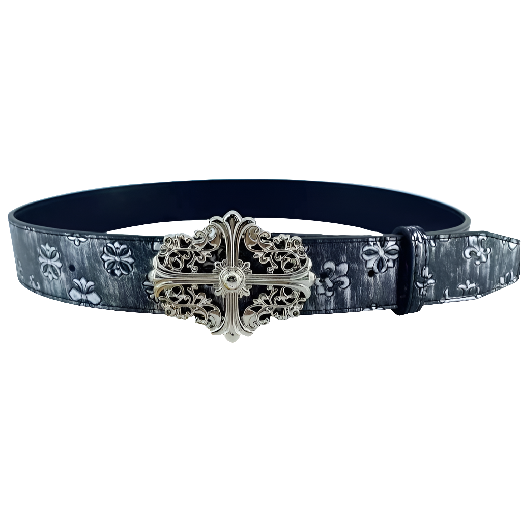 Black Belt w/ Cross Buckle & Designs one size