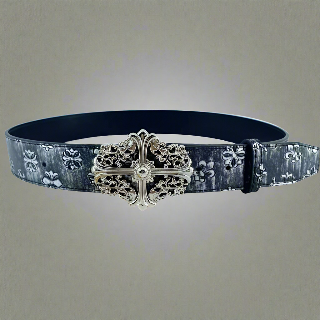 Black Belt w/ Cross Buckle & Designs one size