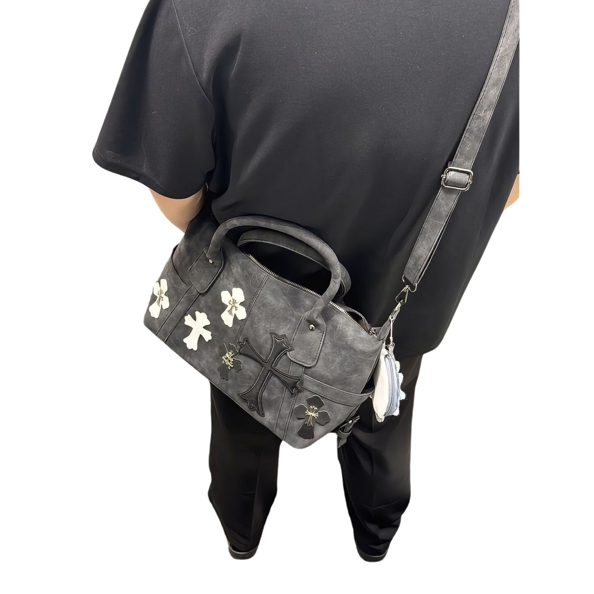 Crossbody Fabric Bag with Embroidery